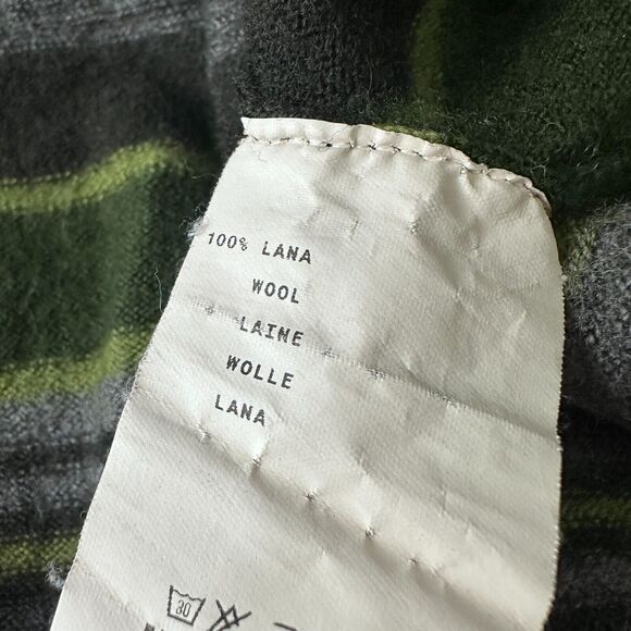 Etro Milano Sweater Women’s 2XL XXL Green Gray Striped Crew Neck 100% Wool - Picture 7 of 10